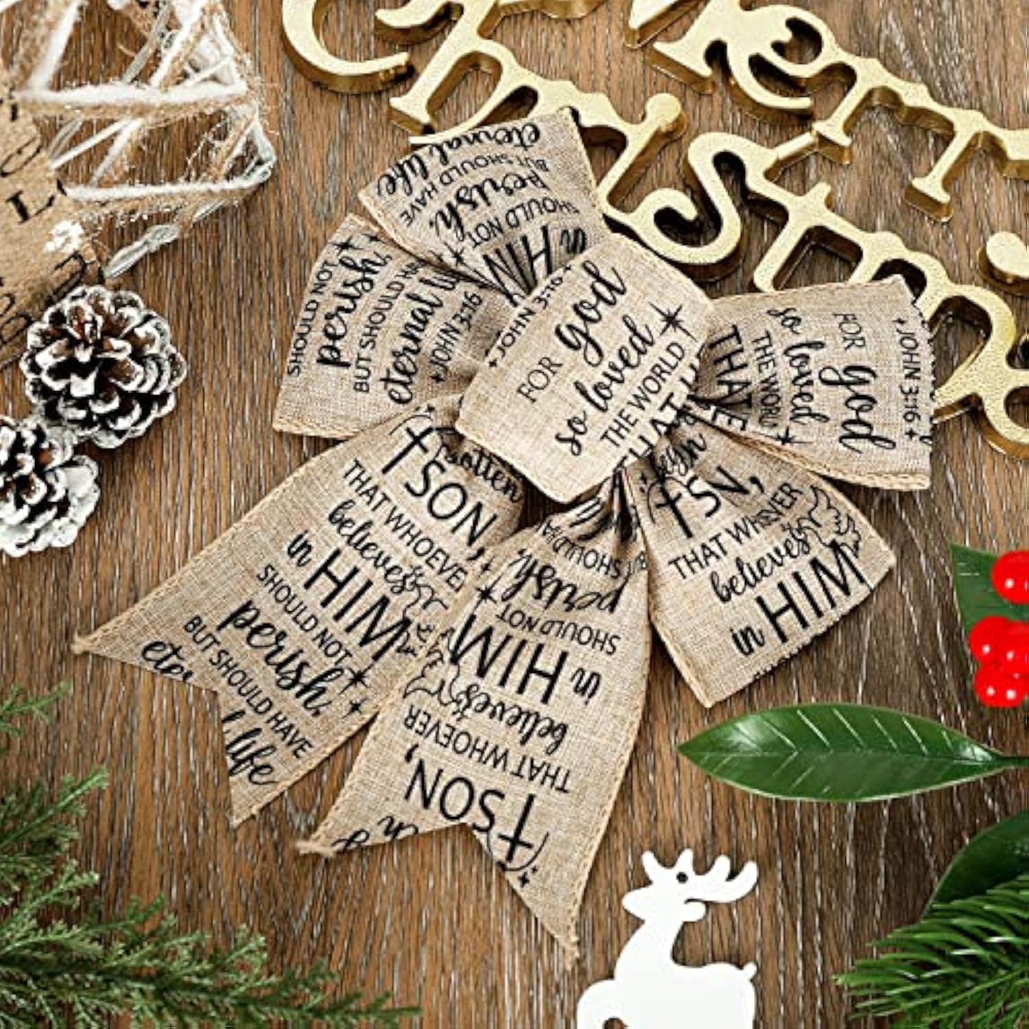 2 Rolls Christmas Jesus Wired Ribbon 2.5 Inch 20 Yard John 3:16 For Go