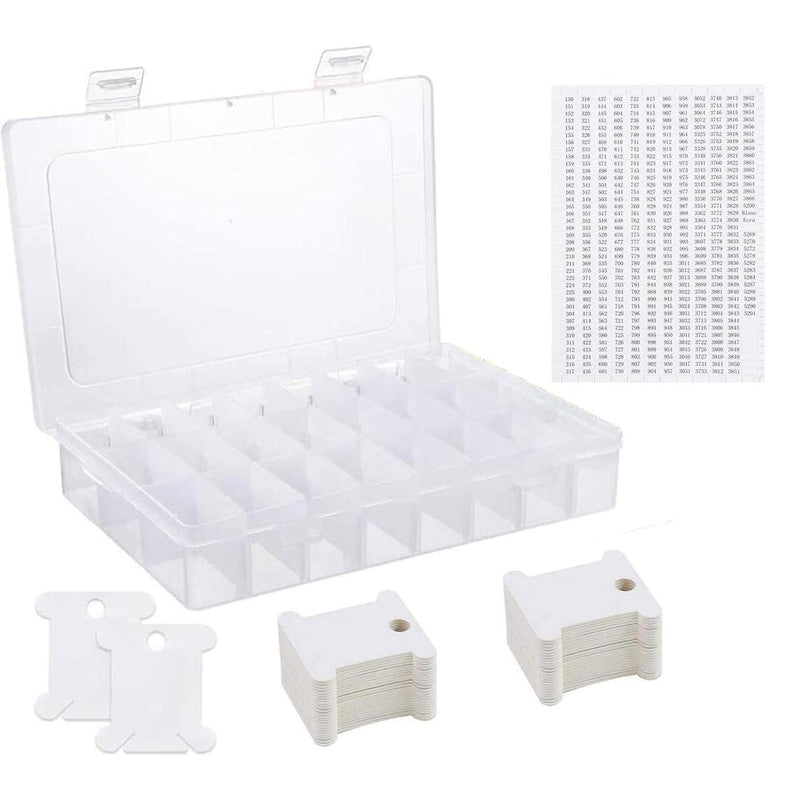 Embroidery Floss Cross Stitch Organizer Box Set 50 Pcs White Plastic Floss Bob