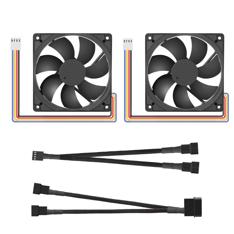 2-Pack 120Mm Pwm Fan 12V Computer Fan, 12V Pc Fans, High Performance Cooling F