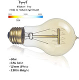 6-Pack Edison Light Bulbs 60W A19 Vintage Antique E26 Dimmable Incandescent Amber Warm White