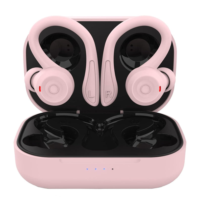 Pink Wireless Earbuds With Earhooks Bluetooth Earbuds With Ear Hook Waterproof