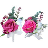 Corsage And Boutonniere Set, Pink Wrist Corsage, Prom Boutonniere For Wedding