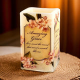 The Bridge Collection 5" 'Amazing Grace' Led Light Flameless Candle - Vanilla Scented Flameless Candle - Christian Home Decor - Amazing Grace Decor