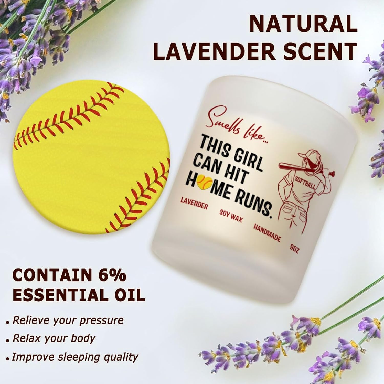 Softball Gifts For Team, Softball Senior Night Gifts 2025, Gift For Player, Ideas For Players, Coach, Youth, Teen Girls, Team, Birthday, Lavender Scented Candle 9Oz