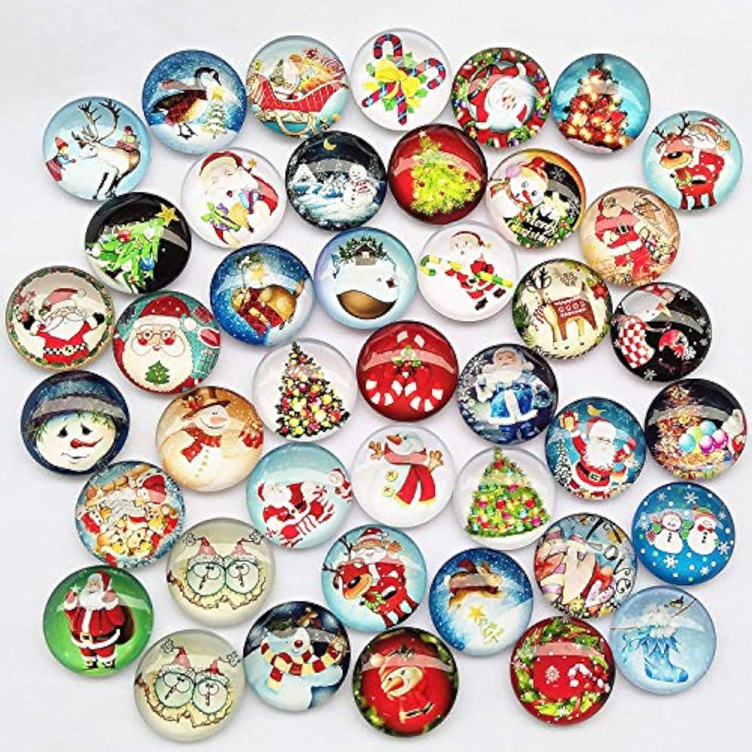30Pcs 20Mm(3/4") Assorted Styles Christmas Snow Man Tree Claus Jingle