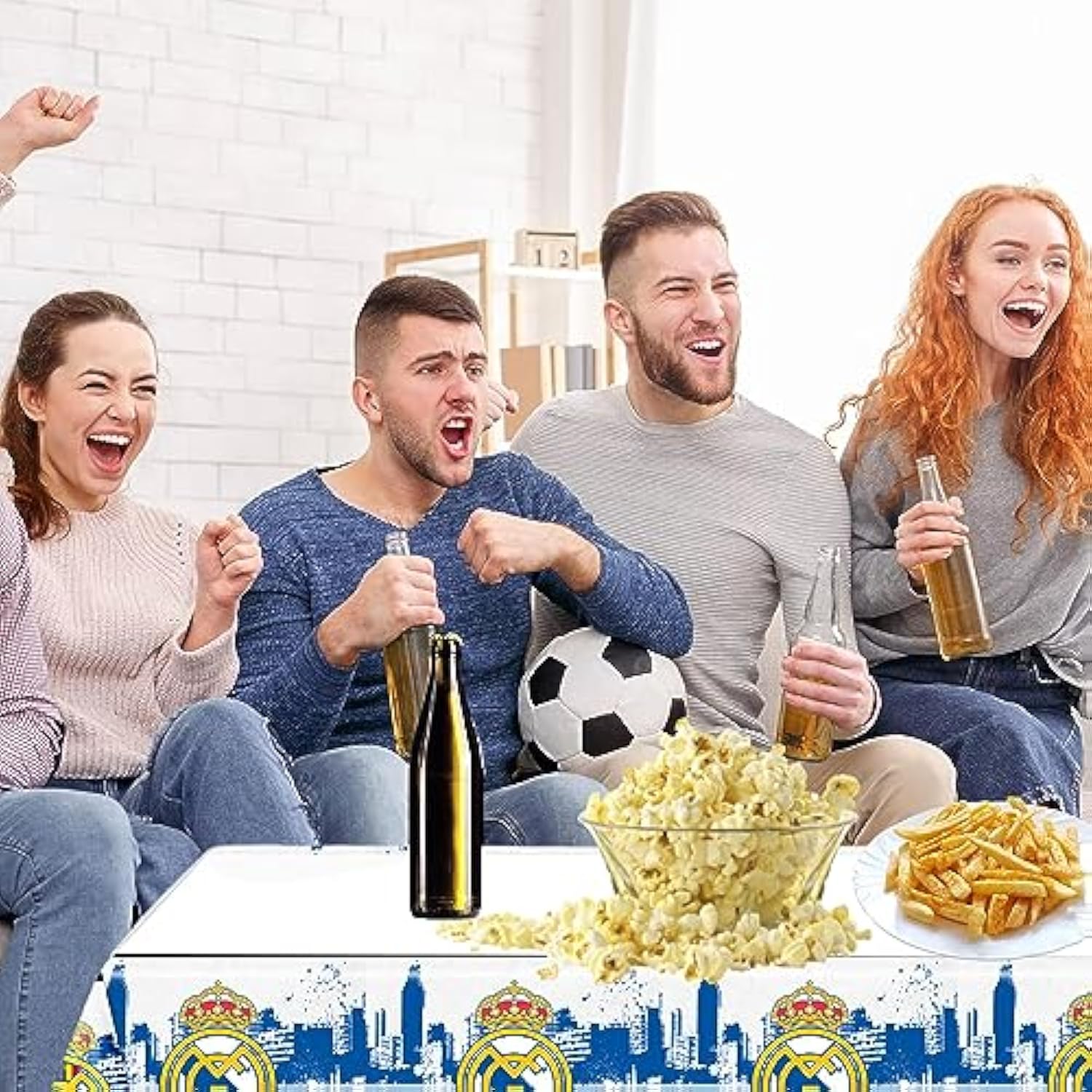 2Pack Real-Madrid Tablecloth Disposable Tablecover Birthday Party Supplies And Decorations For Kid Boy Baby Shower Tables 70"X42"