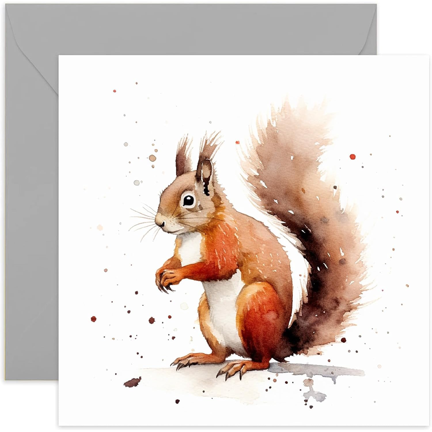 Old English Co. Watercolour Red Squirrel Greeting Card For Birthday - Cute Birthday Card For Mum, Nan, Sister, Her - Wildlife Art Card For Thinking Of You, Thank You | Blank Inside Envelope