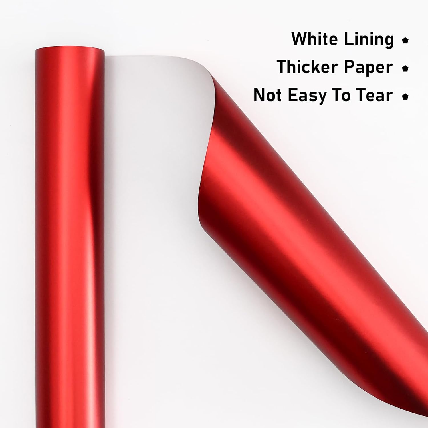 Matte Metal Red Wrapping Paper, Solid Color Paper-2 Roll,17 Inches X 32.8 Feet Per Roll,Gift Wrapping Paper, Perfect For Wedding,Valentine'S Day, Birthday,Baby Shower,Diy Bouquet
