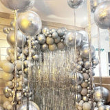 Silver Chrome Foil Balloons: 4D Round Party Decorations