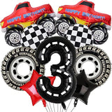 Truck Party Decorations - 9Pcs Birthday Number Foil Balloon For 3Rd Birthday Race Car Theme Party Supplies