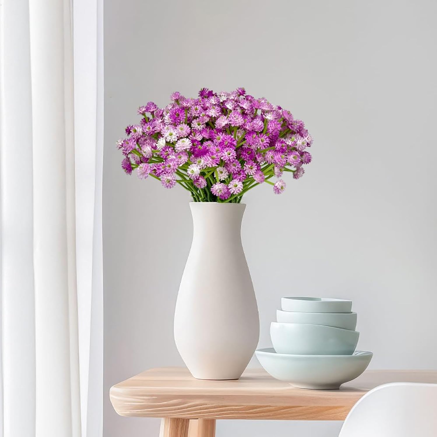 Babys Breath Artificial Flowers 12Pcs, Fake Babies Breath Bouquets Gypsophila Real Touch Purple Faux Flowers For Wedding Floral Arrangement Home Decor