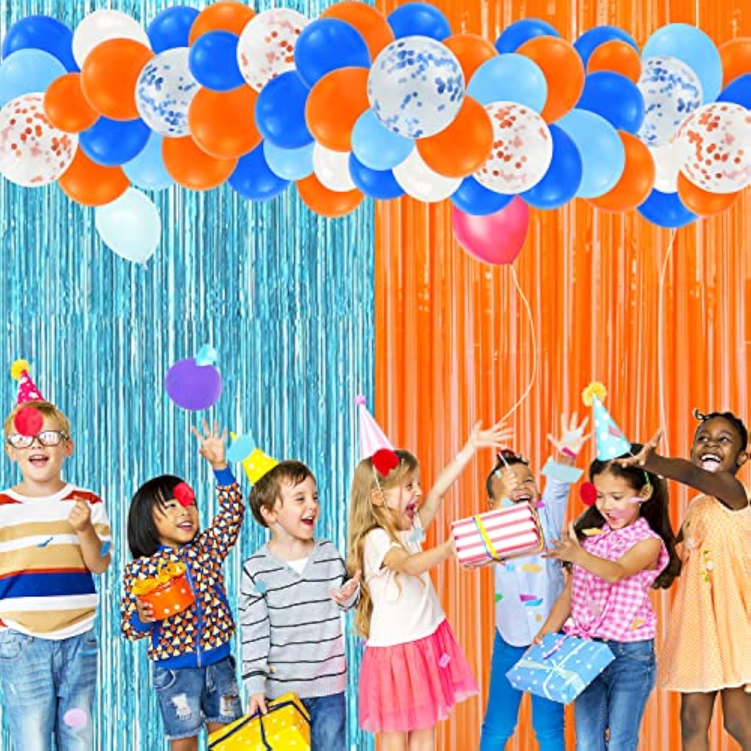 120 Pcs Blue And Orange Party Balloons Garland Kit For Party Decoratio
