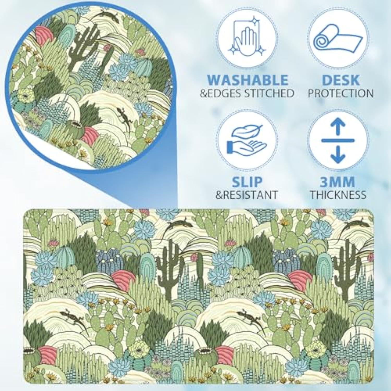 Wild Cactus Gaming Mouse Pads Stitched Edges Design Office Decor Xl Large Mouse Pad For Laptop Computers Desk Writing Mat For Office & Home 31.5X 11.8