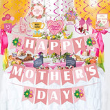 Happy Mothers Day Banner and Mother's Day Hanging Swirls Decorations Happy Mothers Day Sign Banner Decorations for Happy Mother's Day Party Photo Props Backdrops