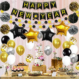 New Year’s Eve 2026 Party Supplies Big Pack 70 with Swirls Pompoms Decor