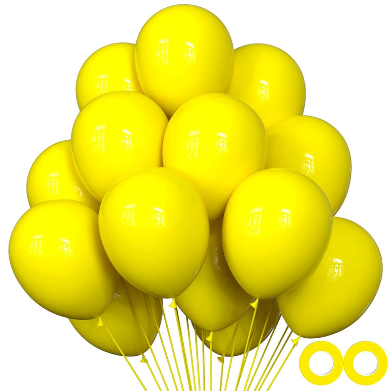 100Pcs Yellow Balloons, 12 Inch Yellow Latex Party Balloons Helium Qua