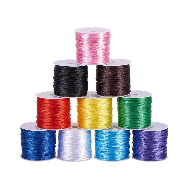 100 Yards 2Mm Satin Rattail Cord Nylon String Trim Silk Cord Beading String Fo