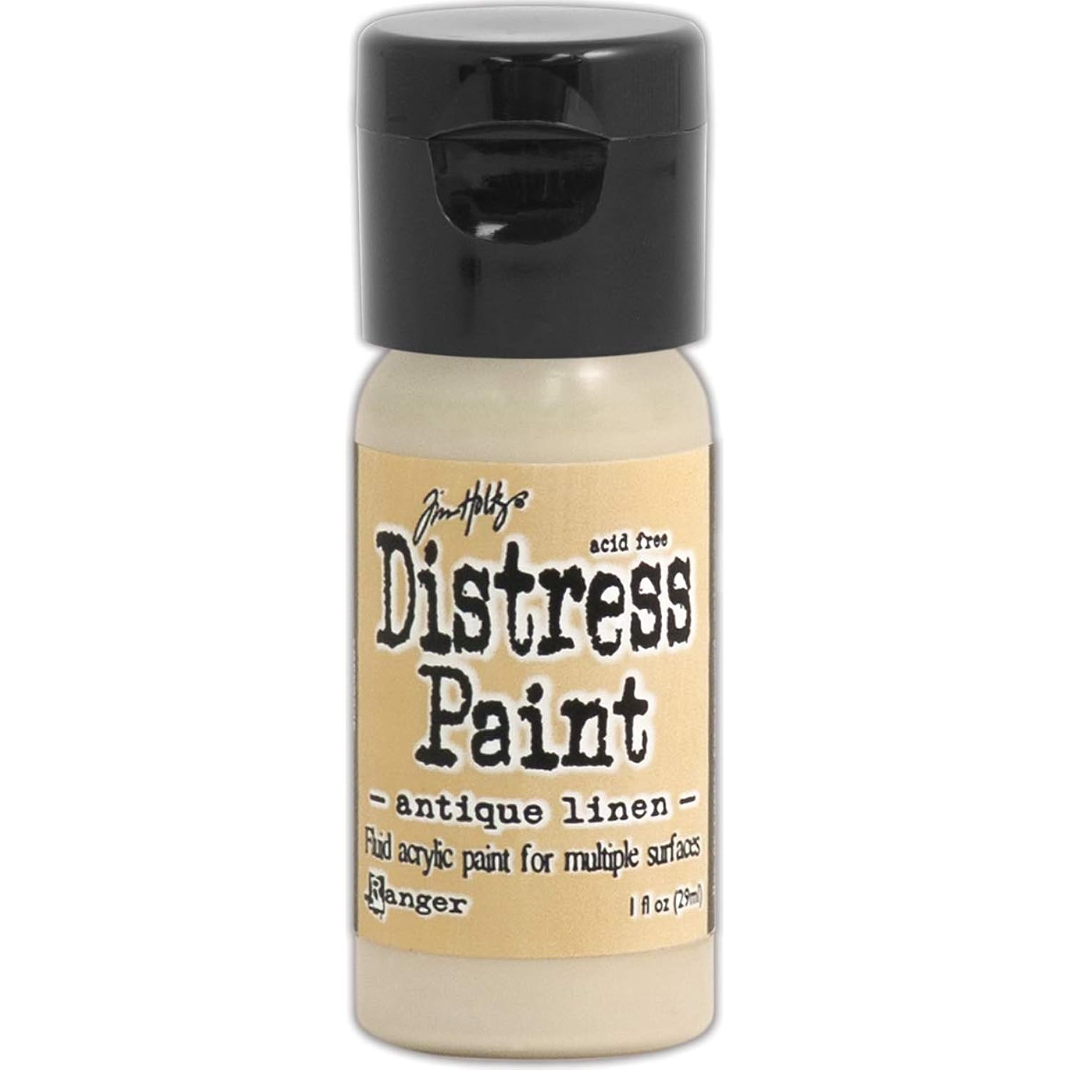 Tim Holtz Distress Paint, Multisurface Acrylic, 1oz Flip Top Bottle, Antique Linen