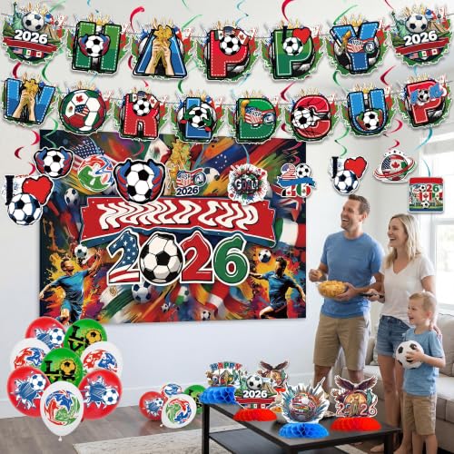 World Soccer Party Decoration, Complete Celebration Kit, Party Supplies for Football Fans, Soccer Celebrations