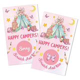 50 Pack Pink Happy Camper Theme Scratch Off Game, Pink Camping Sleepover Slumber Birthday Party Scratch Card For Baby Shower Bachelorette Party Lottery Group Camping Hunt Enterprises Activity
