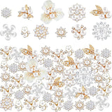 60 Pieces Rhinestone Buttons,Faux Pearl Embellishments Buttons,Flat Ba
