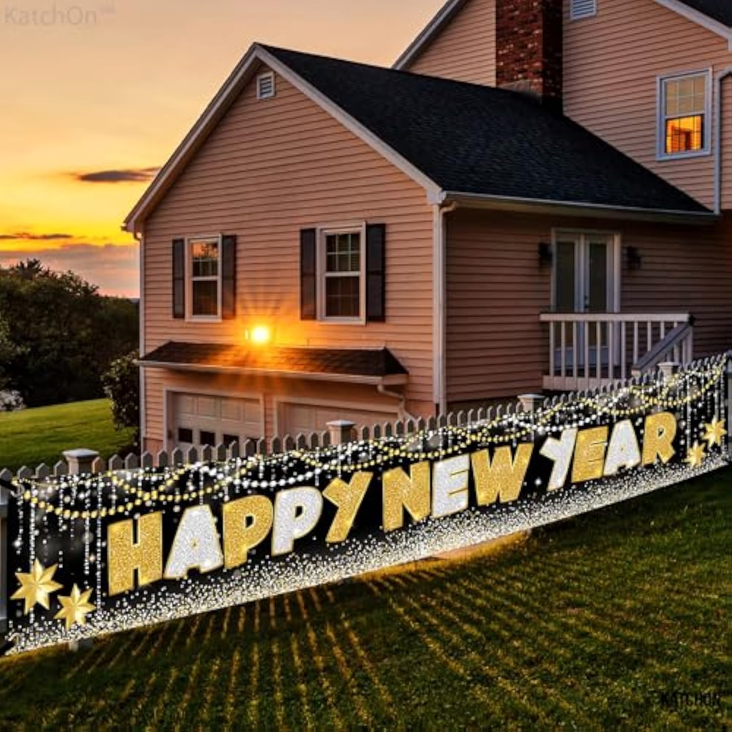 2026 Happy New Year Extra Large Yard Banner 120x20 Inch for Party Decor