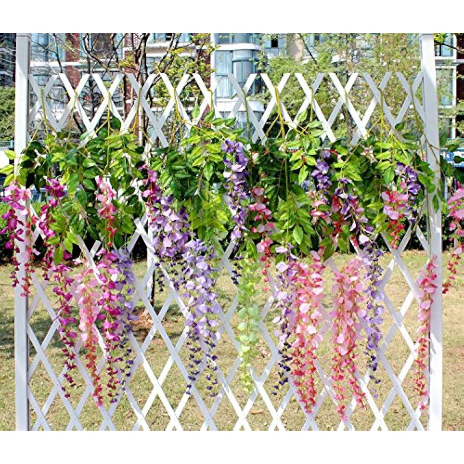 12 Pack 1 Piece 3.6 Feet Artificial Fake Wisteria Vine Ratta Hanging Garland Silk Flowers String Home Party Wedding Decor (Pink)