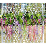 12 Pack 1 Piece 3.6 Feet Artificial Fake Wisteria Vine Ratta Hanging Garland Silk Flowers String Home Party Wedding Decor (Pink)