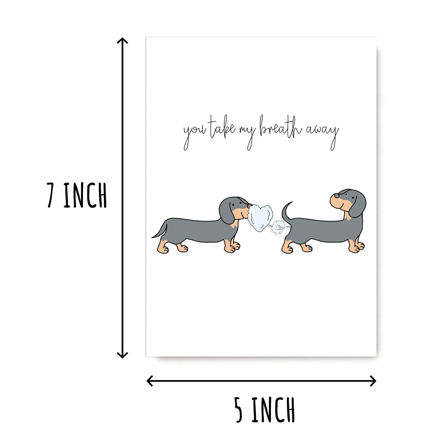Dachshund Couple Valentine'S Day, Anniversary Greeting Card - 5X7 Inches Modern Cartoon Style