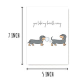 Dachshund Couple Valentine'S Day, Anniversary Greeting Card - 5X7 Inches Modern Cartoon Style