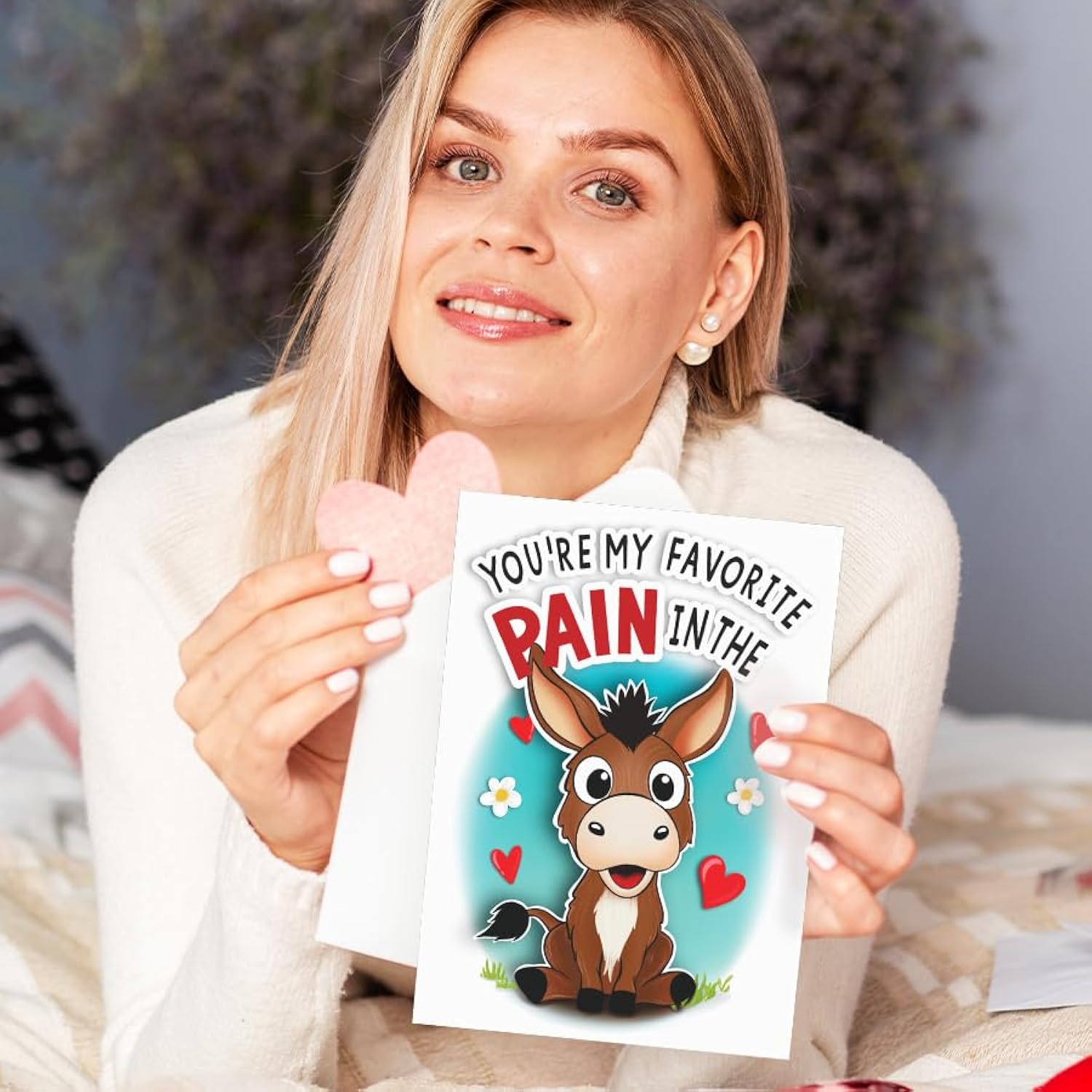 Funny Birthday Card For Him, Her - 3D Pop Up Donkey, You'Re My Favorite Pain - Happy Birthday Cards For Husband, Brother, Sister - Romantic Anniversary Card For Boyfriend, Girlfriend, Valentines Day