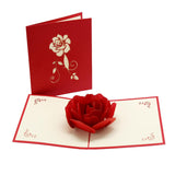 3D Rose Pop Up Card, Valentines Day Card, Mothers Day Card, Flower Greeting Card, Birthday Card With Envelope (3D Rose, Pack Of 1)