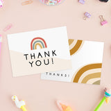 Modern Rainbow Thank You Cards / 24 Baby Shower Birthday Note Cards With White Envelopes / 6 Adorable All Occasion Thanks Greeting Card Set Designs / 3 1/2" X 4 7/8" Appreciation Gratitude Cards
