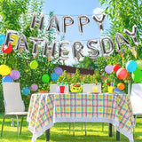 Silver Letter Balloon Balloons Banner Backdrop Foil Balloons for Father's Day Themed Party Happy Father's Day Party Supplies Decorations Party Sets-15 PCS