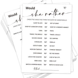 Bridal Shower Games, Wedding Shower Games, Would She Rather Game Cards For Wedding Bridal Shower Engagement Couple-To-Be, 30 Guests Minimalist Wedding Party Supplies -03