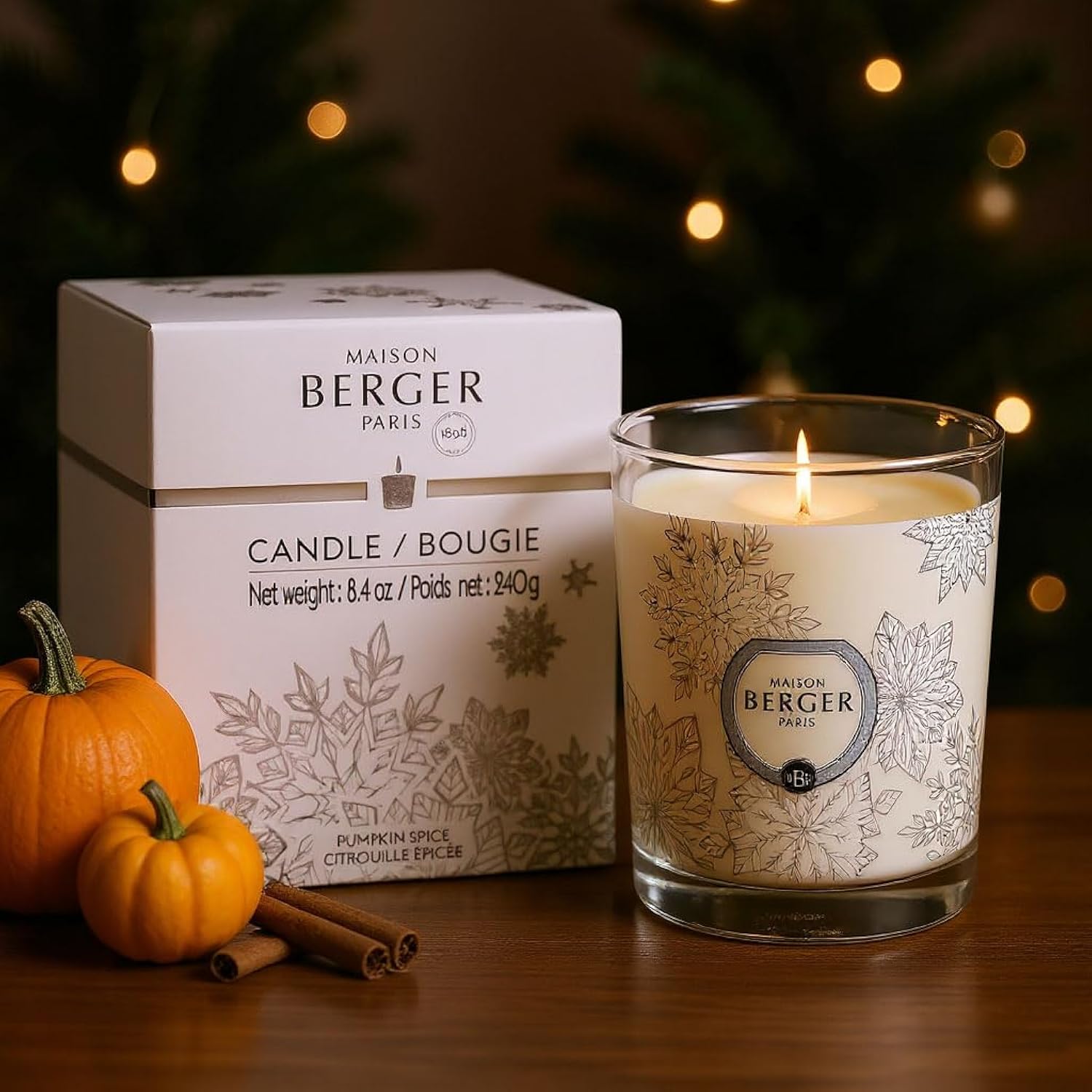 - Scented Candle - Holiday Collection - 4 Inches Height, 3.25 Inches Diameter - 8.4 Ounces - 240 Grams (Pumpkin Spice)