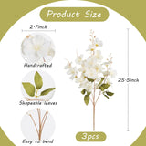3Pcs Artificial Magnolia Flowers 25.5Inch White Fake Magnolia Flower Bunches Long Stem Silk Orchids Flower Arrangement For Wedding Home Office Kitchen Decor(White)