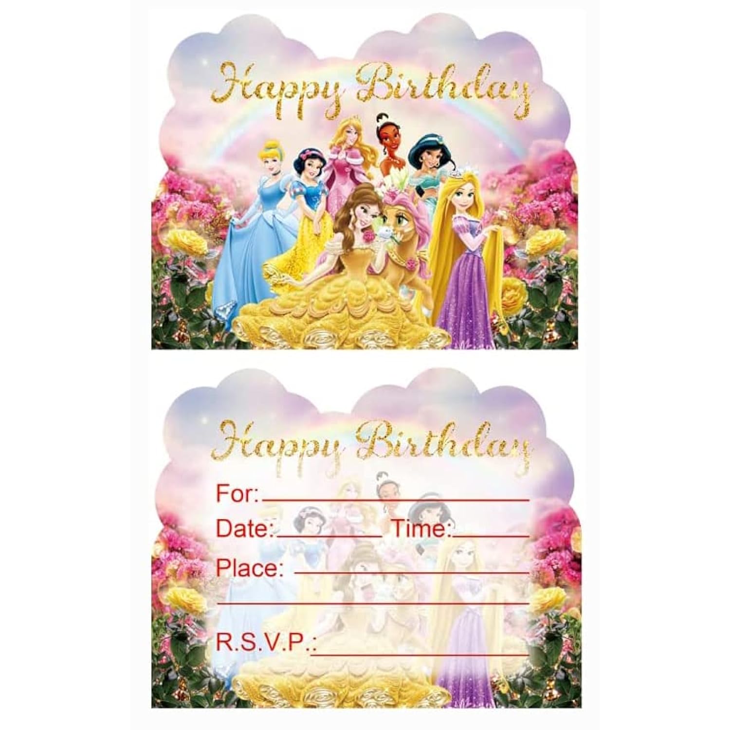 20Pcs Princess Birthday Invitations,Princess Party Invitations Birthday Party Supplies Decoration(Invitations20Pcs)
