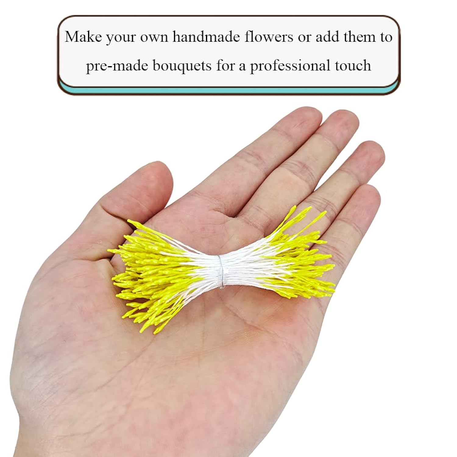 1000Pcs 1Mm Light Yellow Pearl Double Head Flower Pistil For Flower Making Scrapbook Decoration Mini Handmade Artificial Pistil Pearlized Floral Stamen Pollen