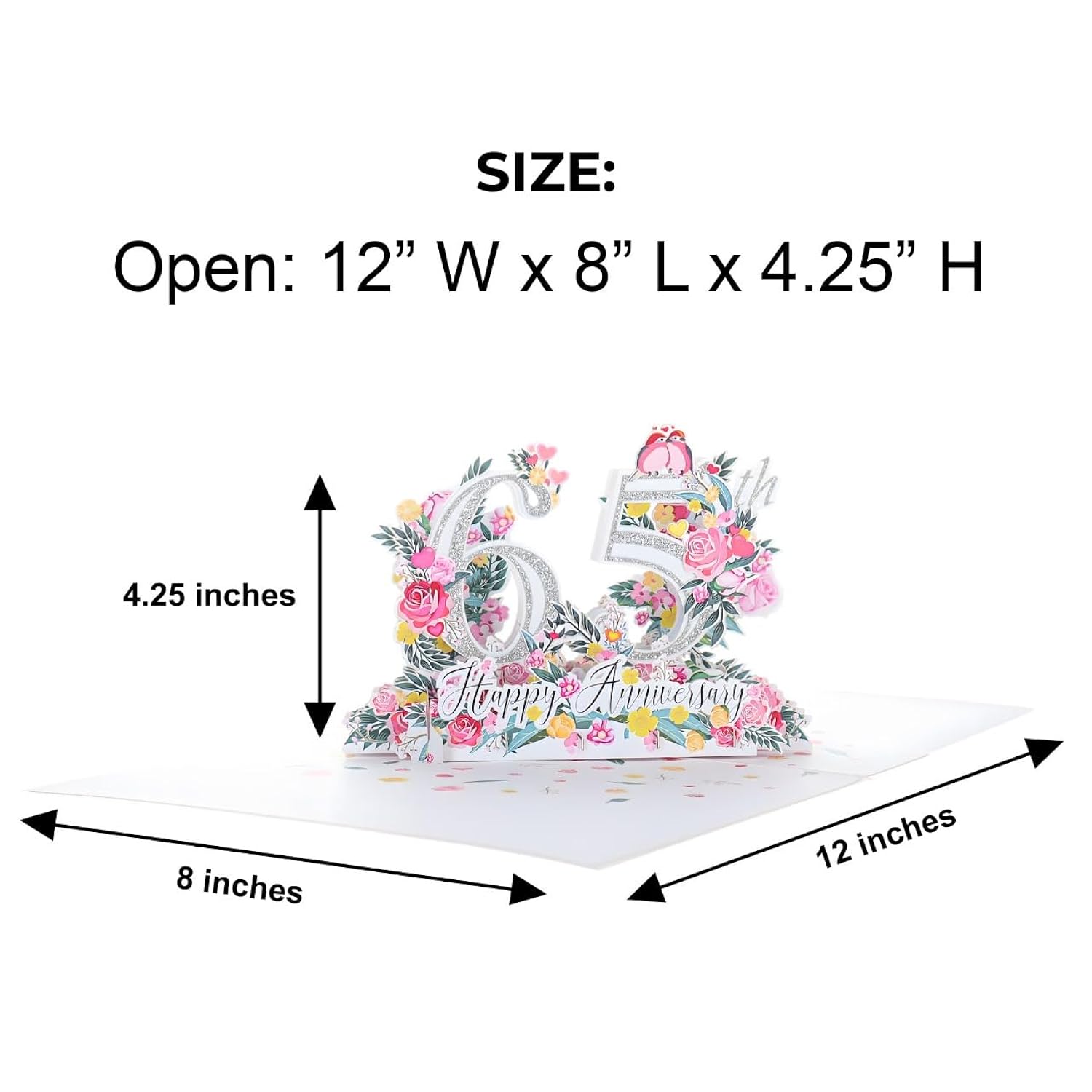 Happy 65Th Milestone Anniversary 3D Pop Up Greeting Card - Perfect Couple, Elegant Wedding, Marriage, Romantic, Being Together, Sapphire Congratulations, Lovebirds