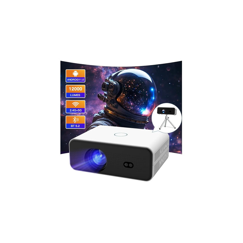 Portable Projector - Electric Focus, WiFi, Bluetooth, 1080P, 4K, Android TV 11