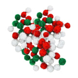 100 Pcs Christmas Pom Pom Balls Glitter Fluffy Pom Poms Red Green White Pom Poms Mini Craft Pom Poms Tinsel Pom Pom Balls For Diy Arts Home Decorations