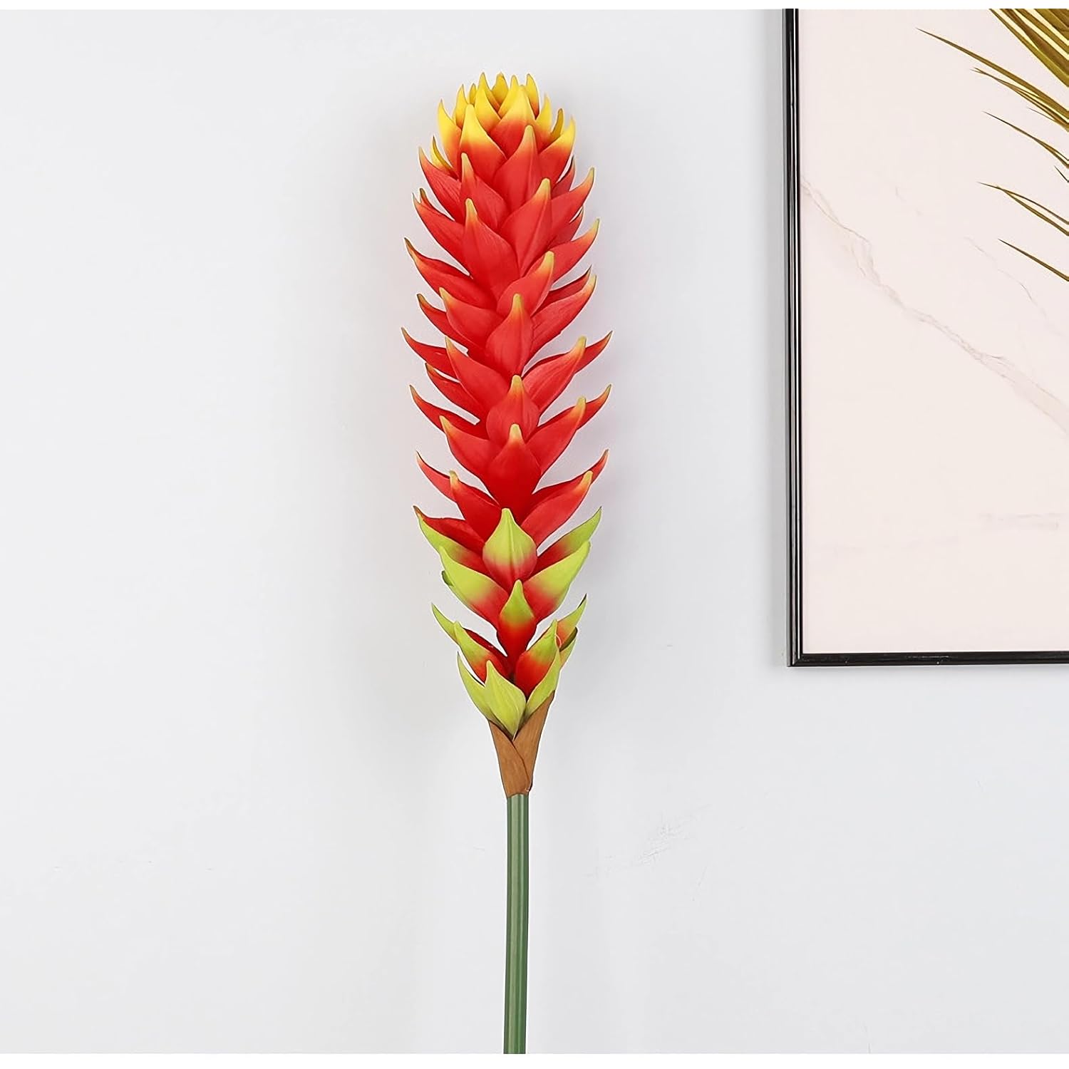 28" Artificial Ginger Lily 1Pcs Torch Bromeliad Flowers Orange Red Tropical Hawaiian Fake Silk Flower For Vase Bouquets Home Office Wedding Decor.