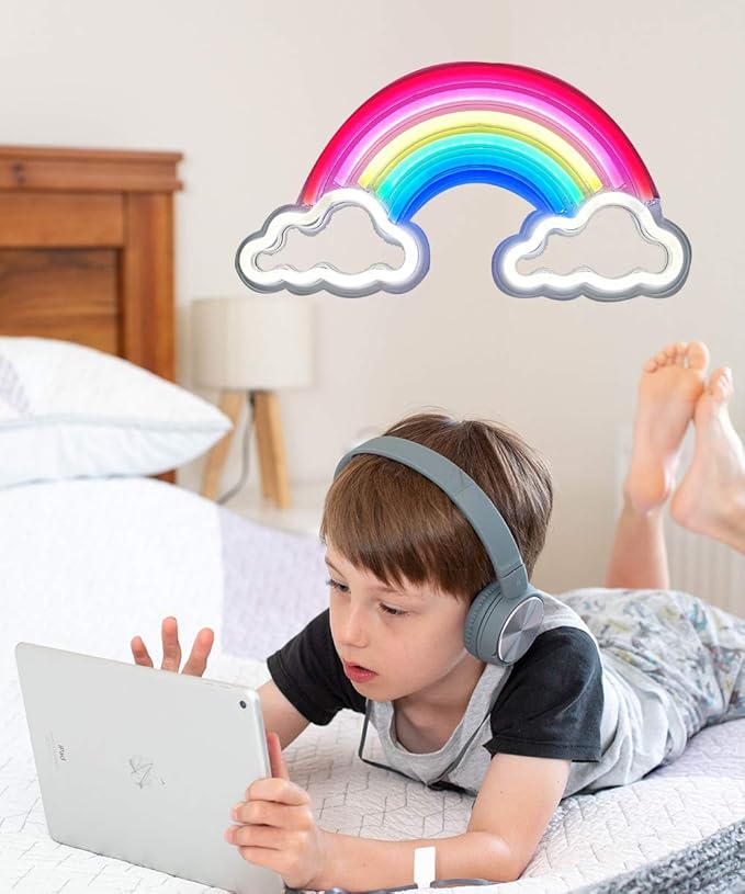 Rainbow Neon Sign USB LED Wall Light Hanging or Standing Acrylic Decor for Bedroom Bar Shop