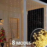 Led Curtain Lights Outdoor 40Ft X10Ft, 800 Led Plug In Hanging String Lights Indoor, Twinkle Lights Backdrop For Outside Backyard Patio Wedding Décor, Warm White (Not Connectable)