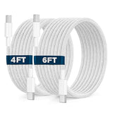 2 Pack 60W USB C to USB C Cable 4FT and 6FT Fast Charging Cord for iPhone iPad