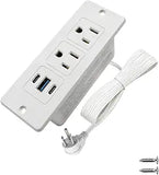 Recessed Furniture Power Strip 2 Outlets 2 USB C 1 USB A 20W 6.56 Ft Cord