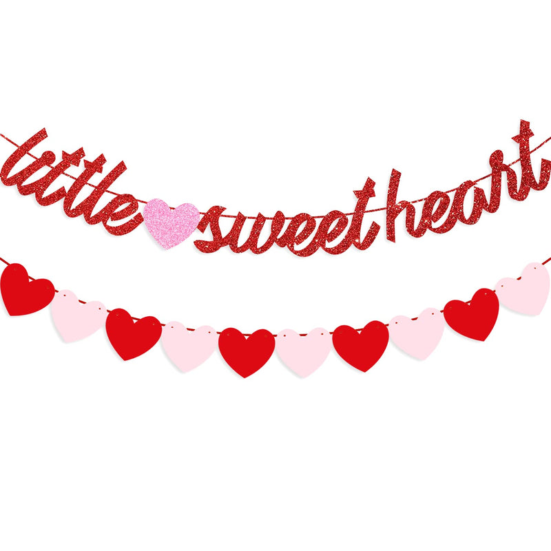 Valentine'S Day Little Sweetheart Banner Hanging Garland Baby Shower G