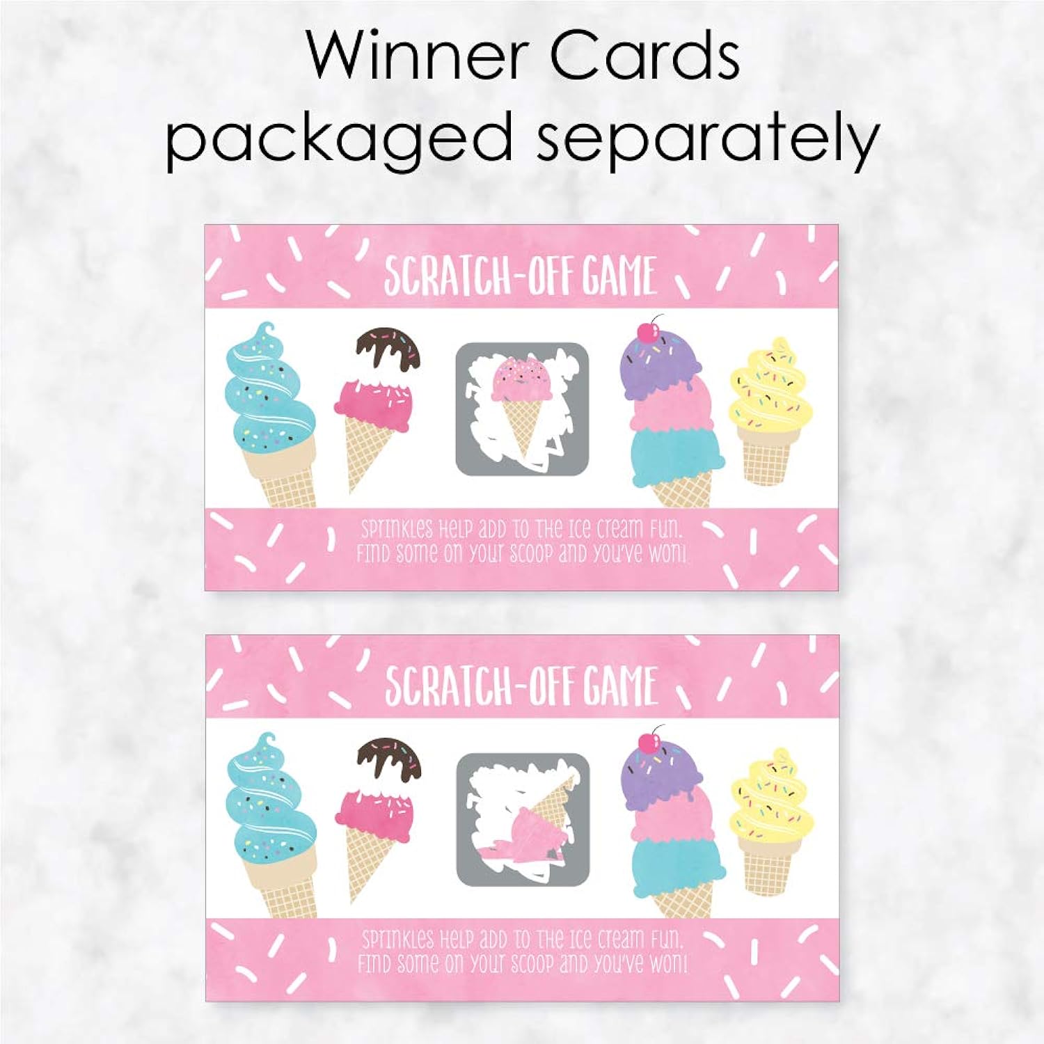 Big Dot of Happiness Scoop Up The Fun - Ice Cream - Sprinkles Party Game Scratch Off Cards - 22 Count