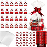 72 Pcs Christmas Gift Baskets Empty To Fill Kit Diy Basket For Gifts Empty Bulk 24 Tray Favor With Handles 24 Bows 24 Clear Basket Bags For Xmas Holiday Birthday (Buffalo Plaid)